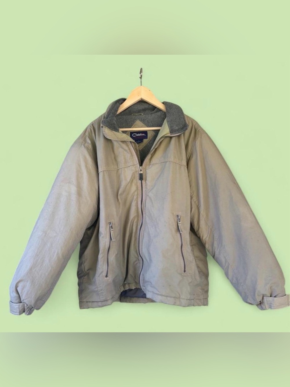 90’s Catalina Men's Light Sage Zip Bomber Jacket